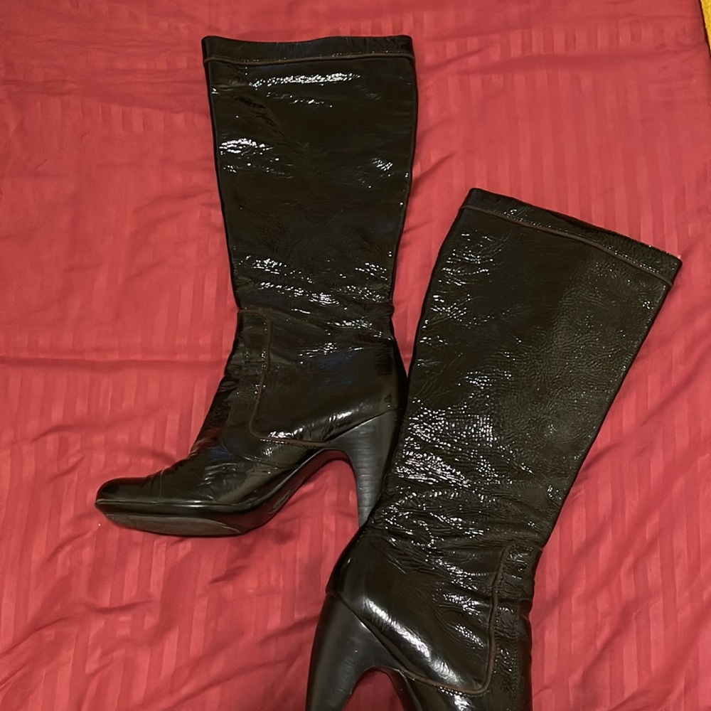 Black patent leather boots
